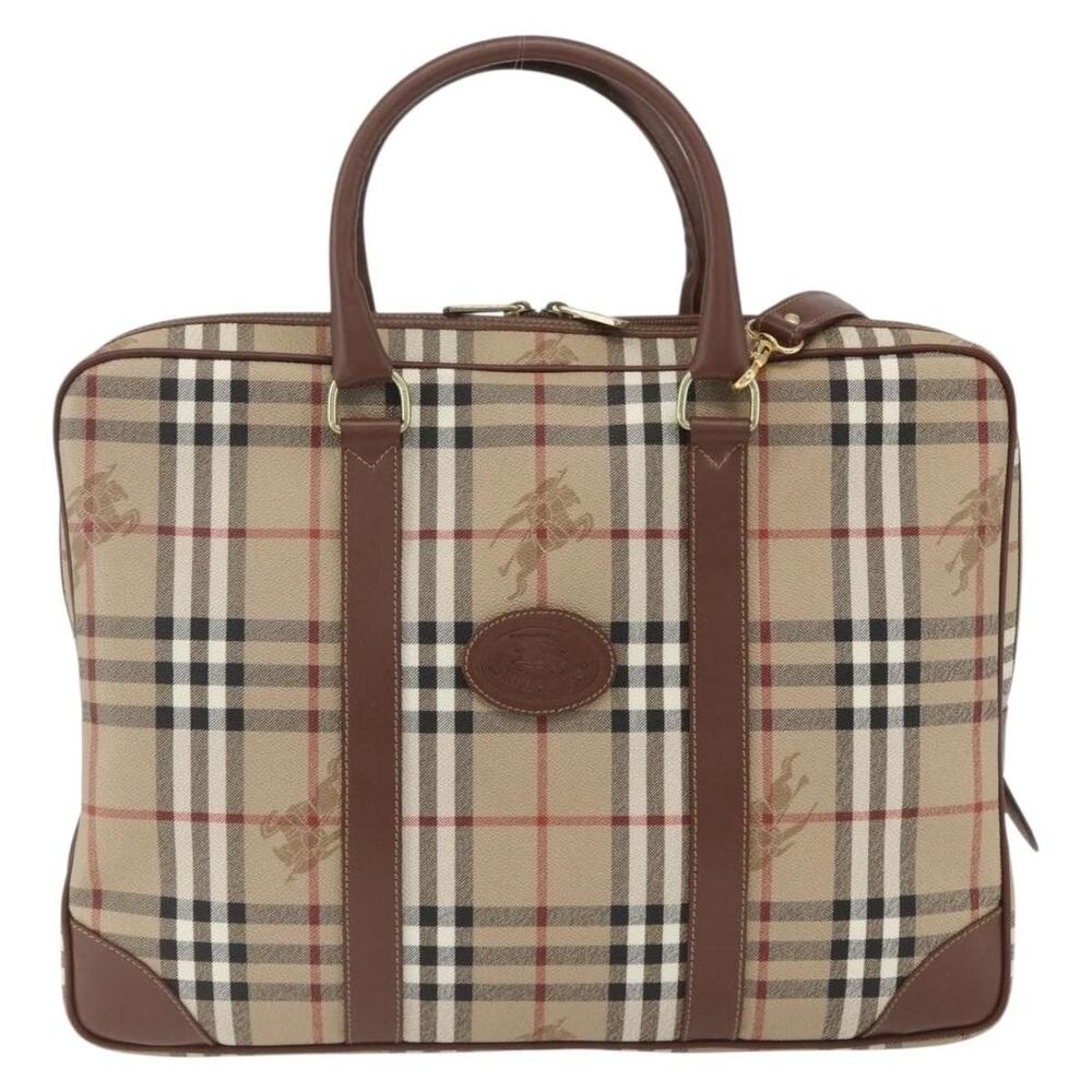 Burberry Nova Check Coated Canvas Business Bag Beige